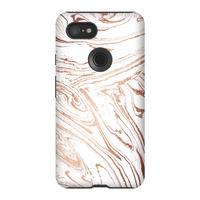 Pixel 3XL StrongFit White marble with rose gold details by Oana 