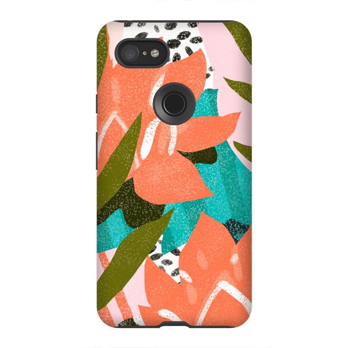 Pixel 3XL StrongFit Forever in My Garden | Abstract Botanical Nature Plants Floral Painting | Quirky Modern Contemporary by Uma Prabhakar Gokhale