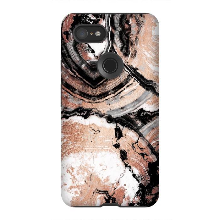 Pixel 3XL StrongFit Rose gold geode marble by Oana 