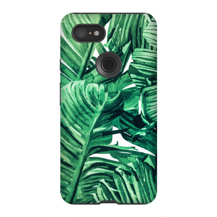 Pixel 3XL StrongFit Tropical State of Mind | Watercolor Palm Banana Leaves Painting | Botanical Jungle Bohemian Plants by Uma Prabhakar Gokhale