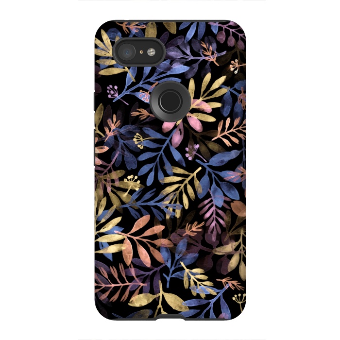 Pixel 3XL StrongFit colorful branches on a black background by Alena Ganzhela