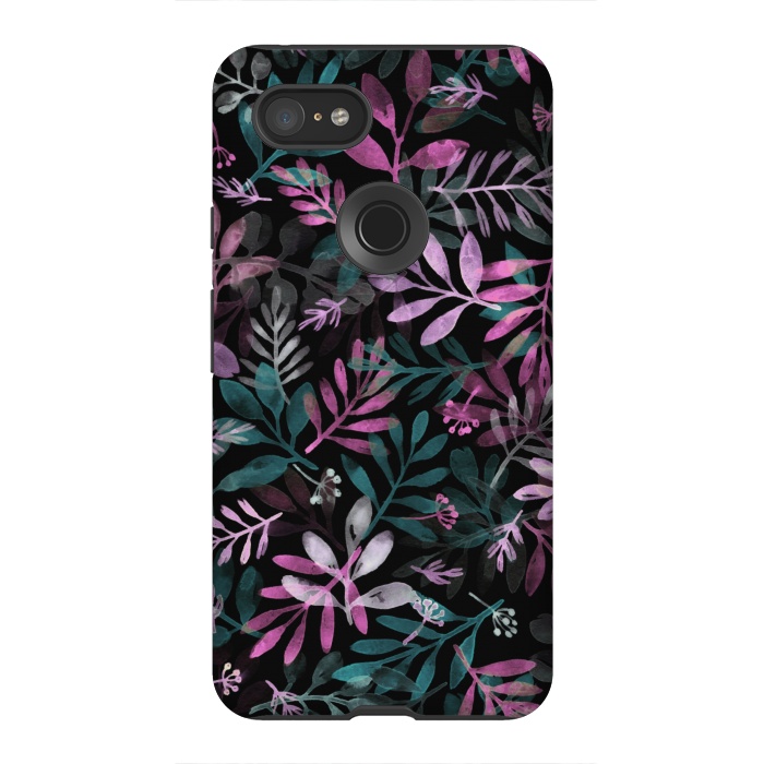Pixel 3XL StrongFit pink and green branches by Alena Ganzhela