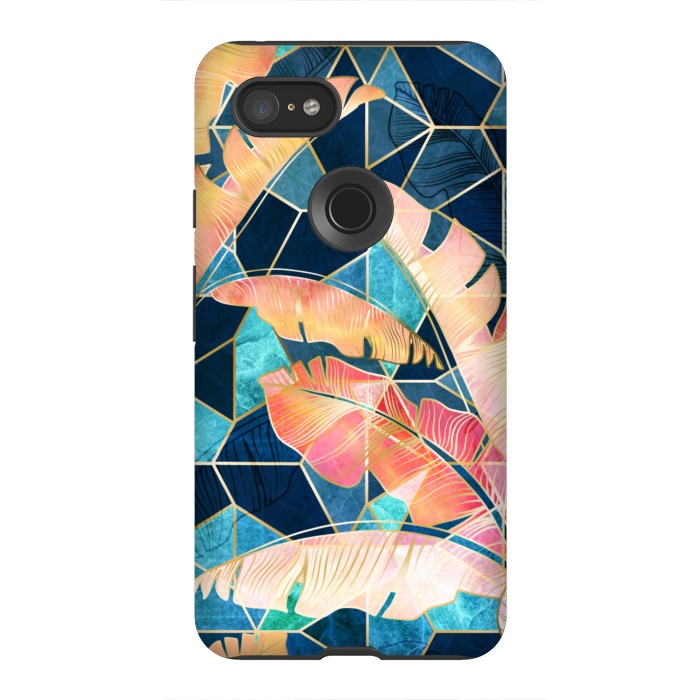 Pixel 3XL StrongFit Marbled Topical Sunset by gingerlique