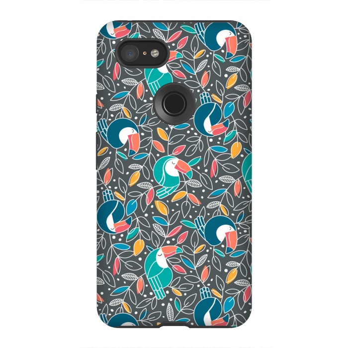 Pixel 3XL StrongFit Tossed Toucan by gingerlique