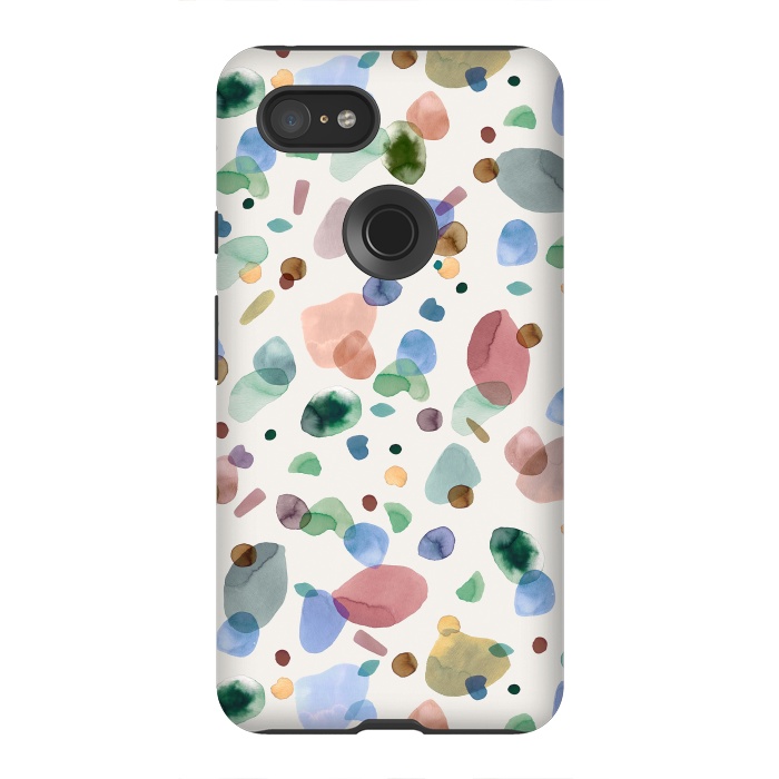 Pixel 3XL StrongFit Pebbles Terrazo Rounded Memphis Multicolored by Ninola Design