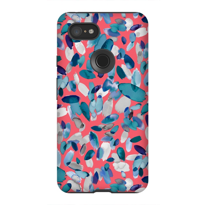 Pixel 3XL StrongFit Abstract Petal Stains Colorful Red Blue by Ninola Design