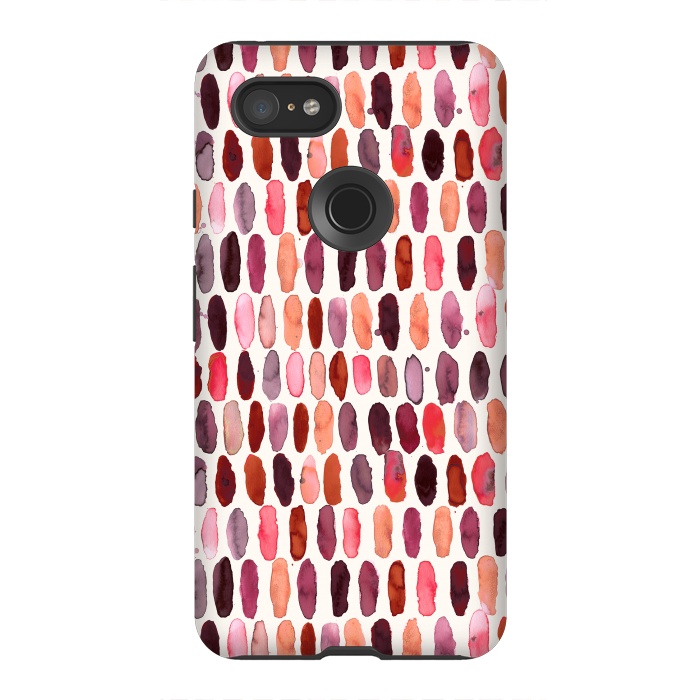 Pixel 3XL StrongFit Pills Watercolor Dots Pink Orange Coral by Ninola Design