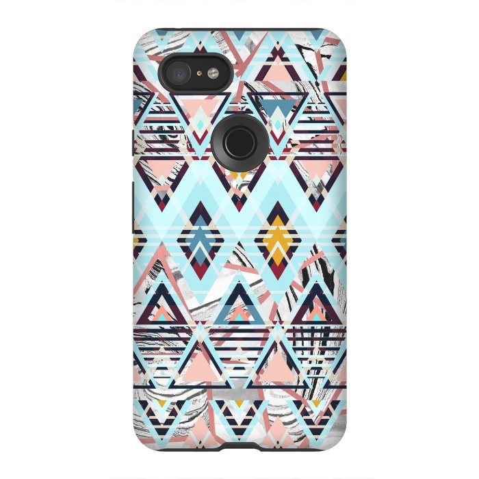 Pixel 3XL StrongFit Colorful brushed tribal triangles by Oana 