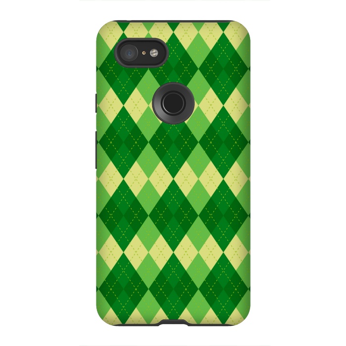 Pixel 3XL StrongFit diamond green pattern by MALLIKA