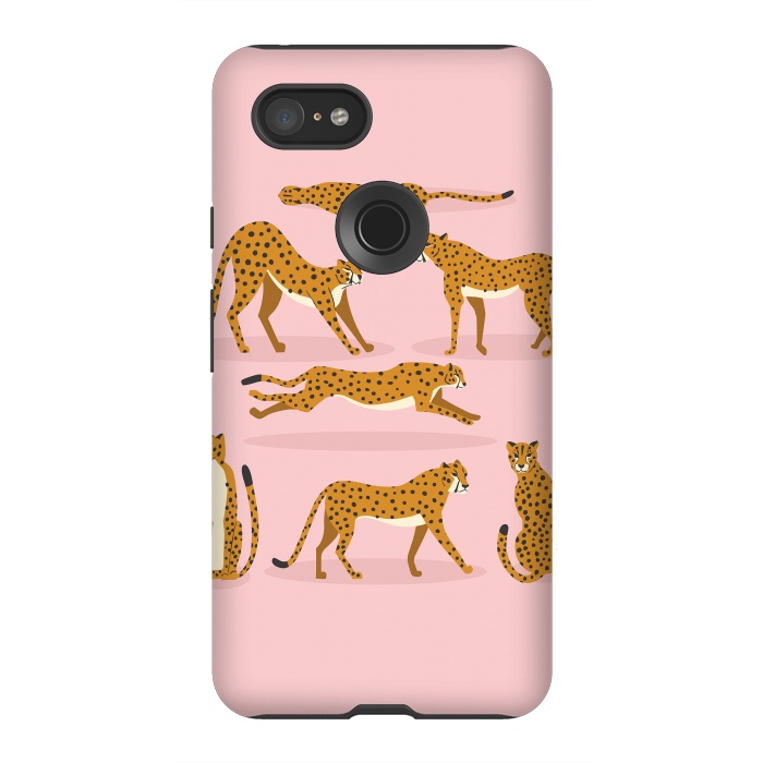 Pixel 3XL StrongFit Cheetahs on pink  by Jelena Obradovic