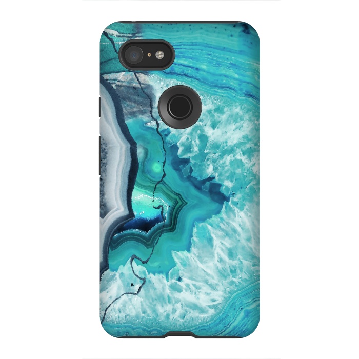 Pixel 3XL StrongFit Turquoise agate geode marble by Oana 