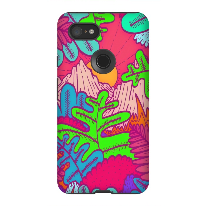 Pixel 3XL StrongFit A pink tropical jungle by Steve Wade (Swade)