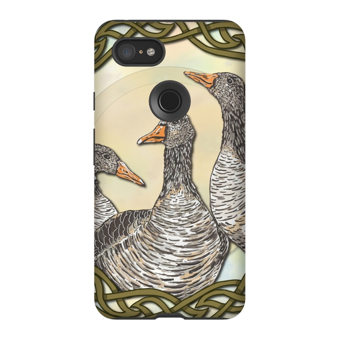 Pixel 3XL StrongFit Celtic Goose by Lotti Brown