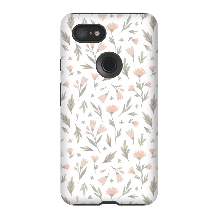 Pixel 3XL StrongFit delicate flowers on a white by Alena Ganzhela