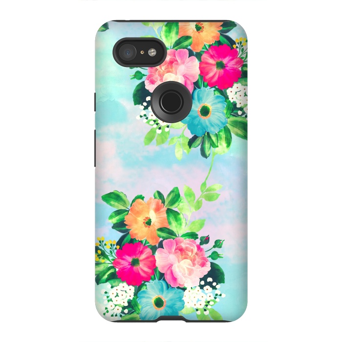 Pixel 3XL StrongFit Girly Vintage Roses Floral Watercolor Paint by InovArts