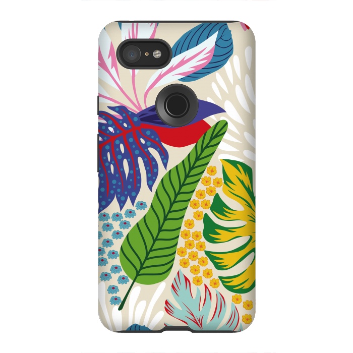 Pixel 3XL StrongFit Abstract Color Tropical Leaves by ArtsCase