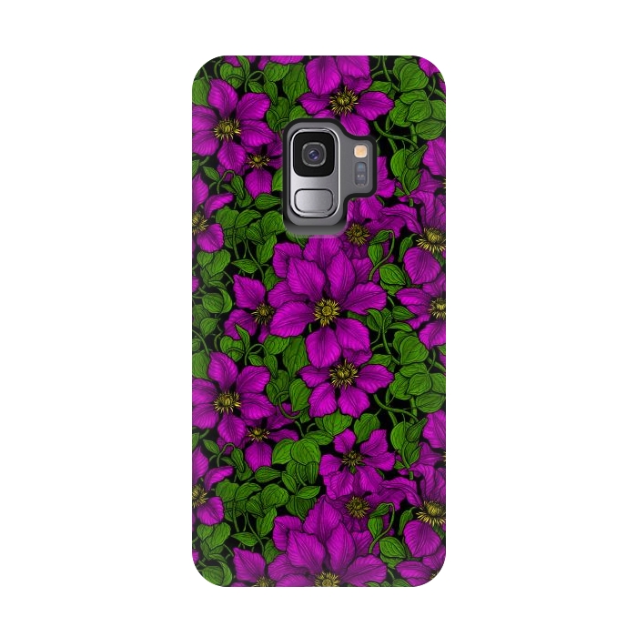 Galaxy S9 StrongFit Pink Clematis vine by Katerina Kirilova