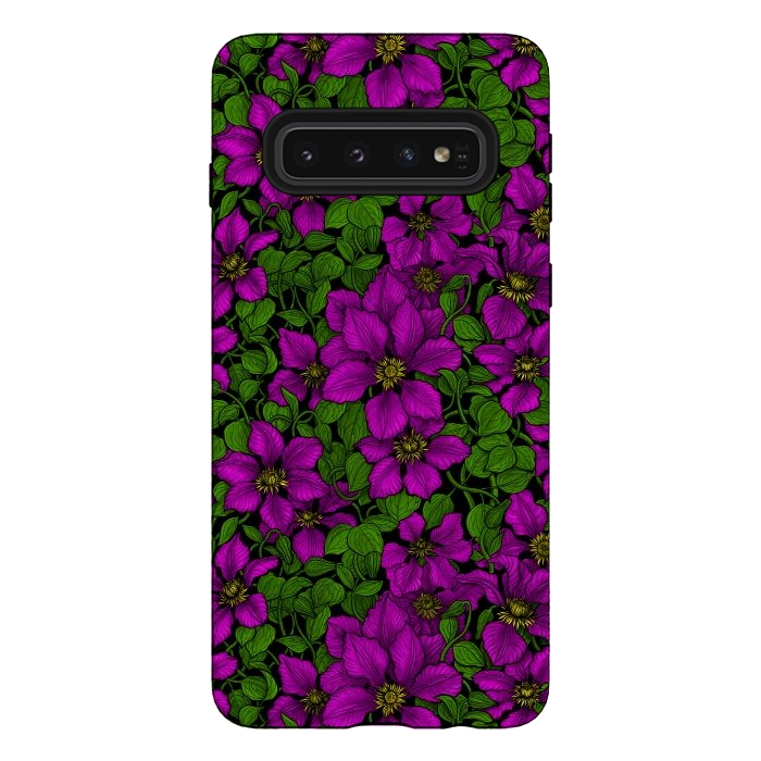 Galaxy S10 StrongFit Pink Clematis vine by Katerina Kirilova