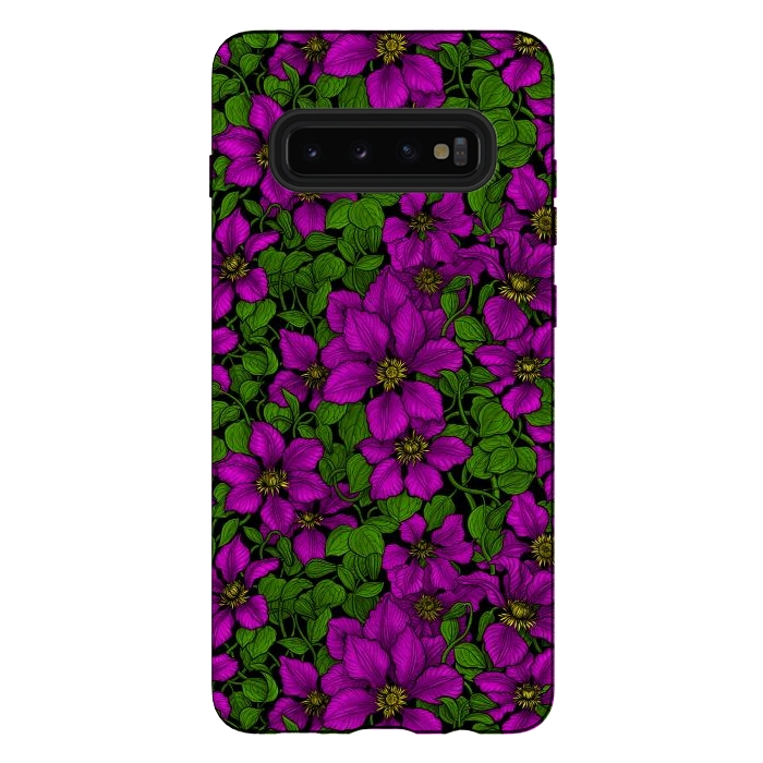 Galaxy S10 plus StrongFit Pink Clematis vine by Katerina Kirilova
