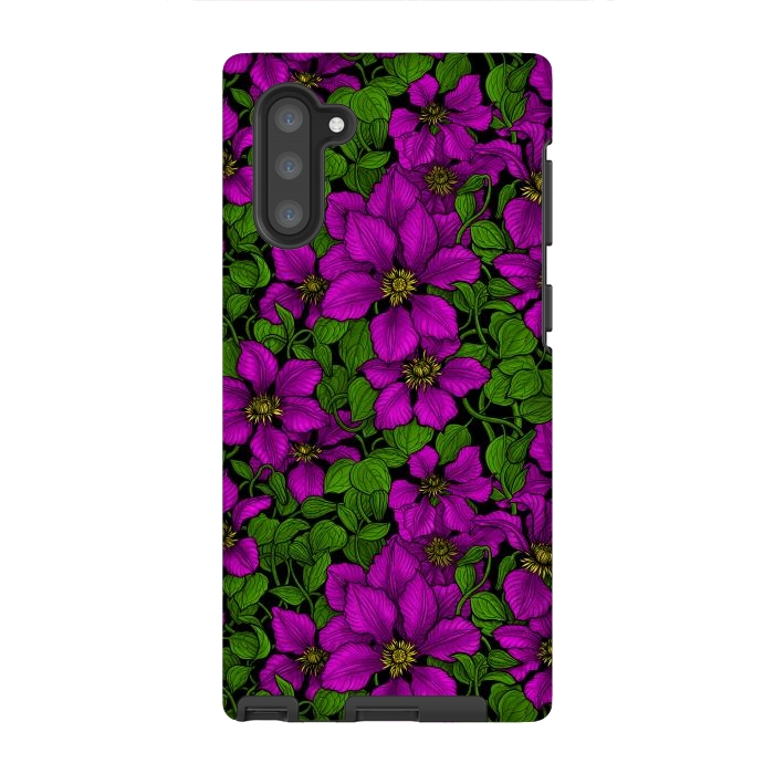 Galaxy Note 10 StrongFit Pink Clematis vine by Katerina Kirilova