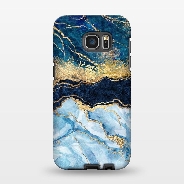 Galaxy S7 EDGE StrongFit Abstract Background Blue Marble and Glossy Decoration by ArtsCase