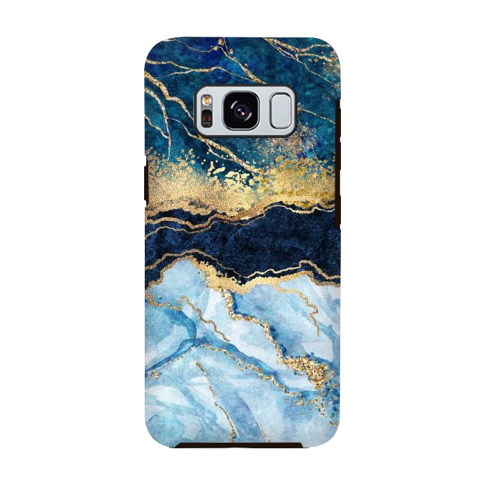 Galaxy S8 StrongFit Abstract Background Blue Marble and Glossy Decoration by ArtsCase