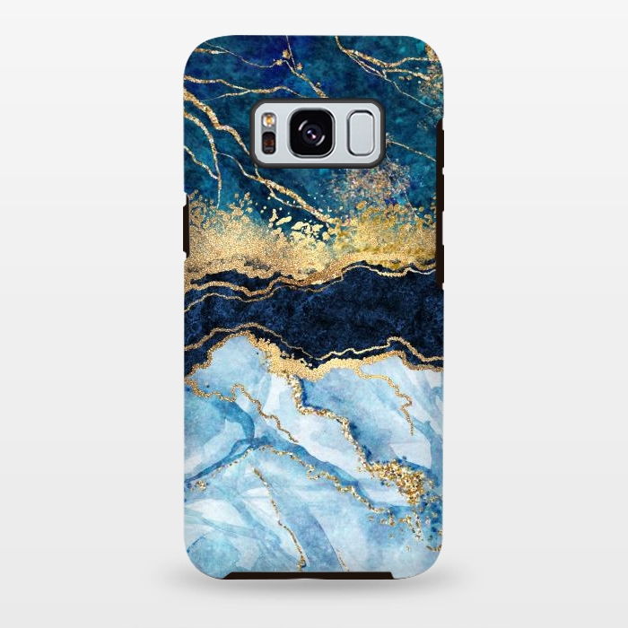 Galaxy S8 plus StrongFit Abstract Background Blue Marble and Glossy Decoration by ArtsCase
