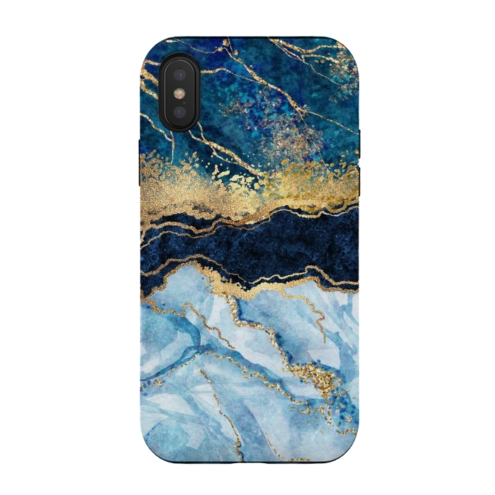 iPhone Xs / X StrongFit Abstract Background Blue Marble and Glossy Decoration by ArtsCase