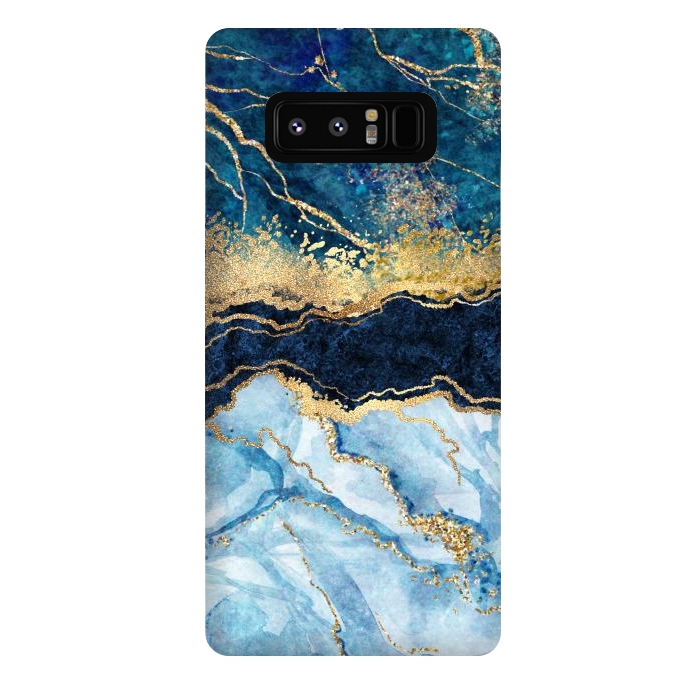 Galaxy Note 8 StrongFit Abstract Background Blue Marble and Glossy Decoration by ArtsCase