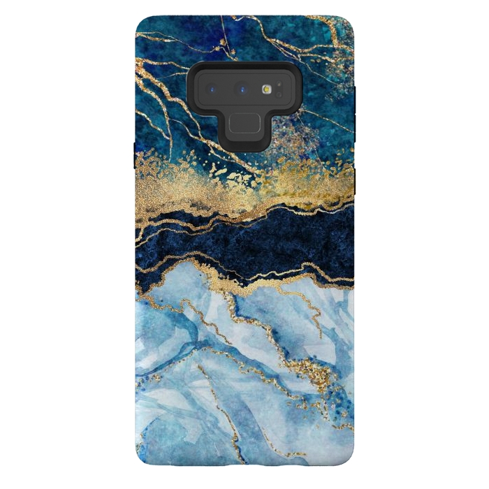 Galaxy Note 9 StrongFit Abstract Background Blue Marble and Glossy Decoration by ArtsCase