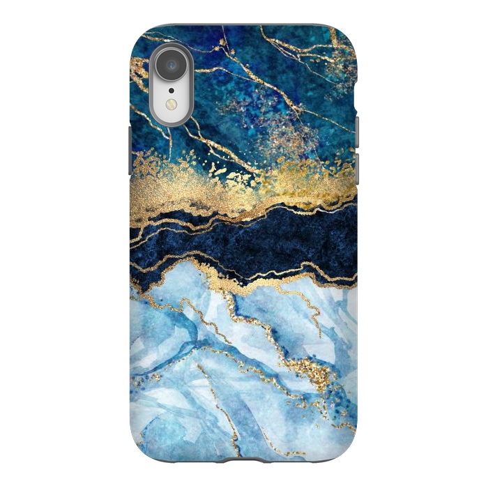 iPhone Xr StrongFit Abstract Background Blue Marble and Glossy Decoration by ArtsCase
