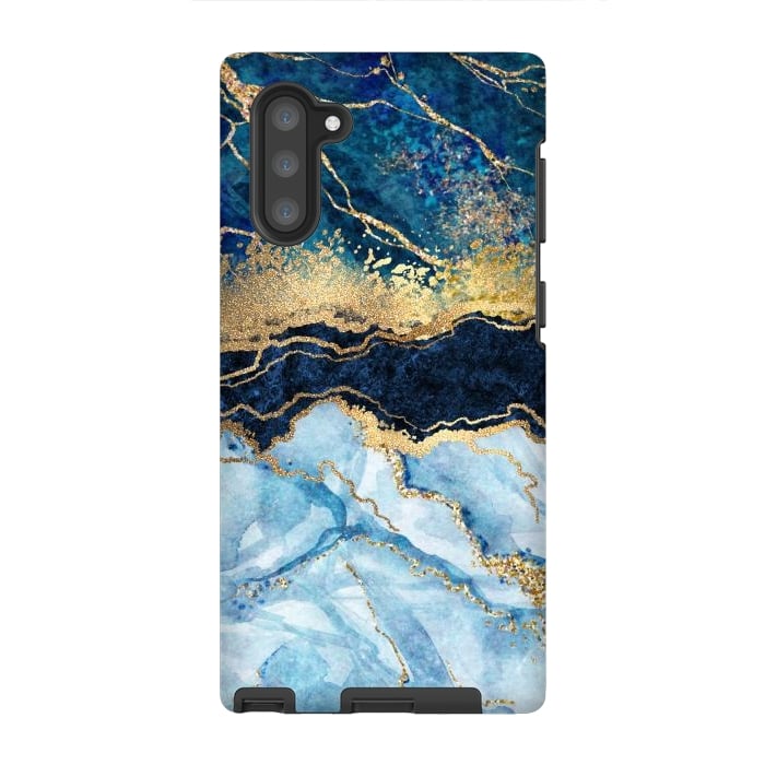 Galaxy Note 10 StrongFit Abstract Background Blue Marble and Glossy Decoration by ArtsCase
