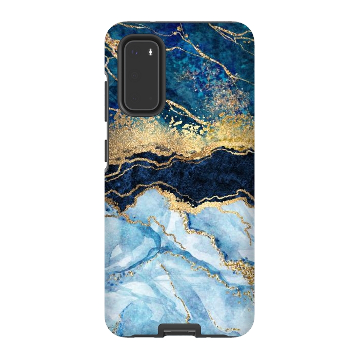 Galaxy S20 StrongFit Abstract Background Blue Marble and Glossy Decoration by ArtsCase