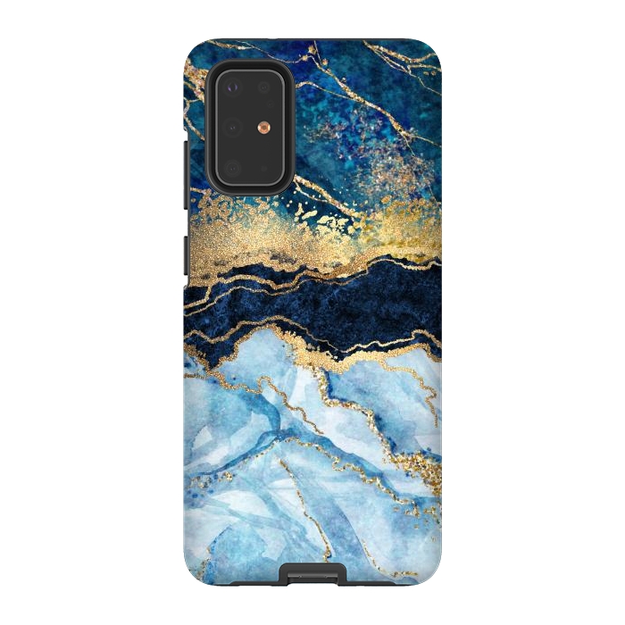 Galaxy S20 Plus StrongFit Abstract Background Blue Marble and Glossy Decoration by ArtsCase