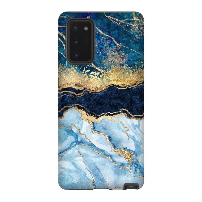 Galaxy Note 20 StrongFit Abstract Background Blue Marble and Glossy Decoration by ArtsCase