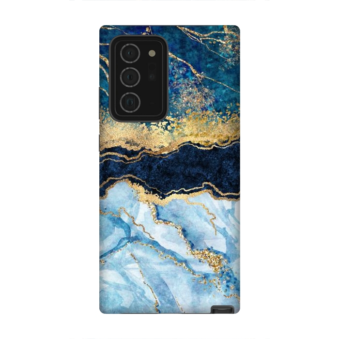 Galaxy Note 20 Ultra StrongFit Abstract Background Blue Marble and Glossy Decoration by ArtsCase