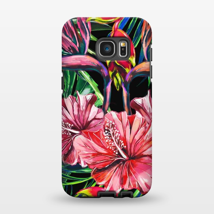 Galaxy S7 EDGE StrongFit Beautiful Trendy Seamless Floral Jungle Pattern by ArtsCase