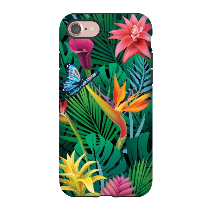iPhone 7 StrongFit Cute Tropical Floral Design Green Pink and Purple by ArtsCase