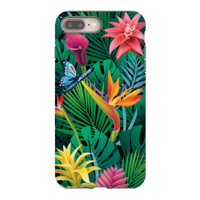 iPhone 7 plus StrongFit Cute Tropical Floral Design Green Pink and Purple by ArtsCase