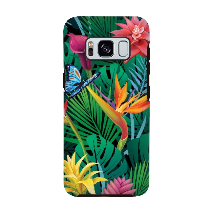 Galaxy S8 StrongFit Cute Tropical Floral Design Green Pink and Purple by ArtsCase