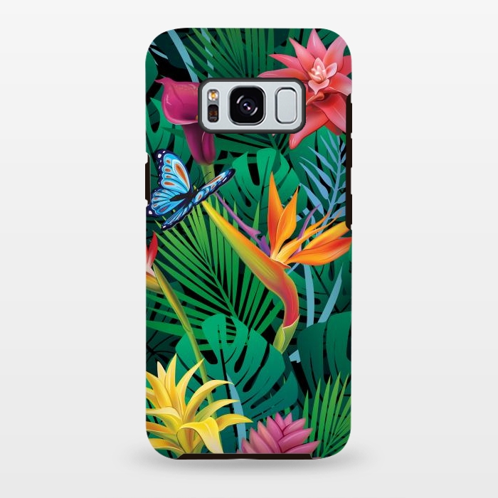 Galaxy S8 plus StrongFit Cute Tropical Floral Design Green Pink and Purple by ArtsCase