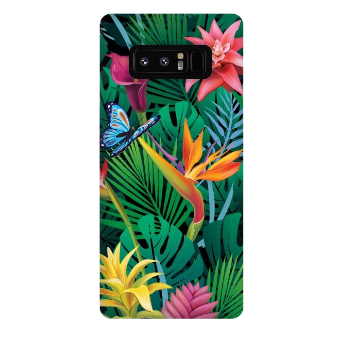 Galaxy Note 8 StrongFit Cute Tropical Floral Design Green Pink and Purple by ArtsCase