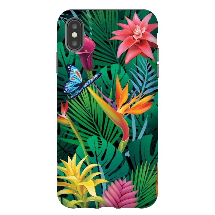 iPhone Xs Max StrongFit Cute Tropical Floral Design Green Pink and Purple by ArtsCase