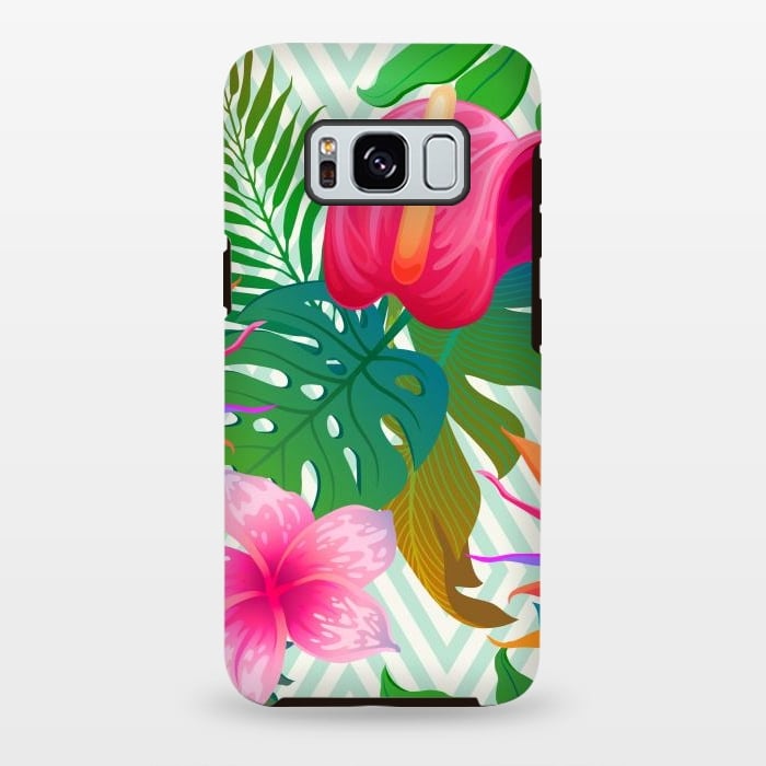Galaxy S8 plus StrongFit Exotic Flowers and Leaves in Geometric Decoration by ArtsCase