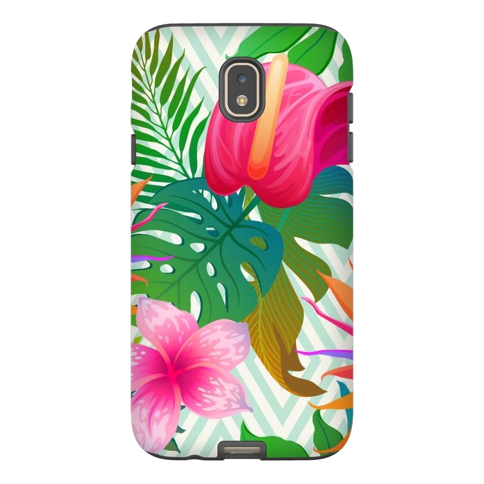 Galaxy J7 StrongFit Exotic Flowers and Leaves in Geometric Decoration by ArtsCase