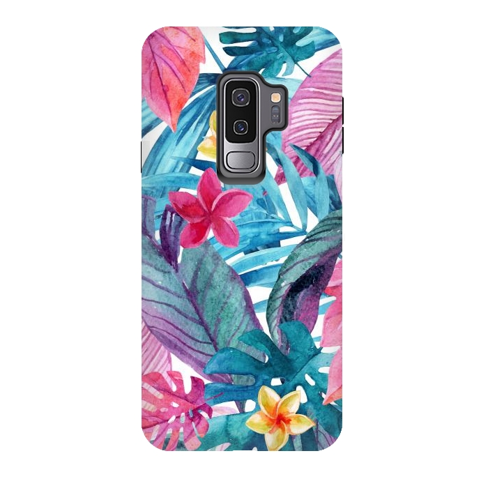 Galaxy S9 plus StrongFit Exotic Leaves and Flower Background by ArtsCase