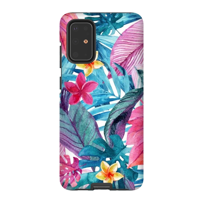 Galaxy S20 Plus StrongFit Exotic Leaves and Flower Background by ArtsCase