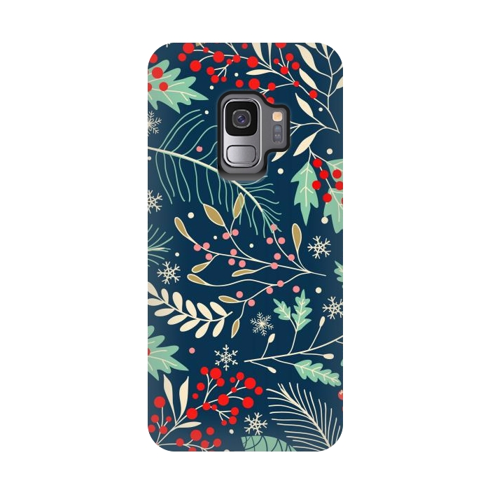 Galaxy S9 StrongFit Christmas Floral Design III by ArtsCase
