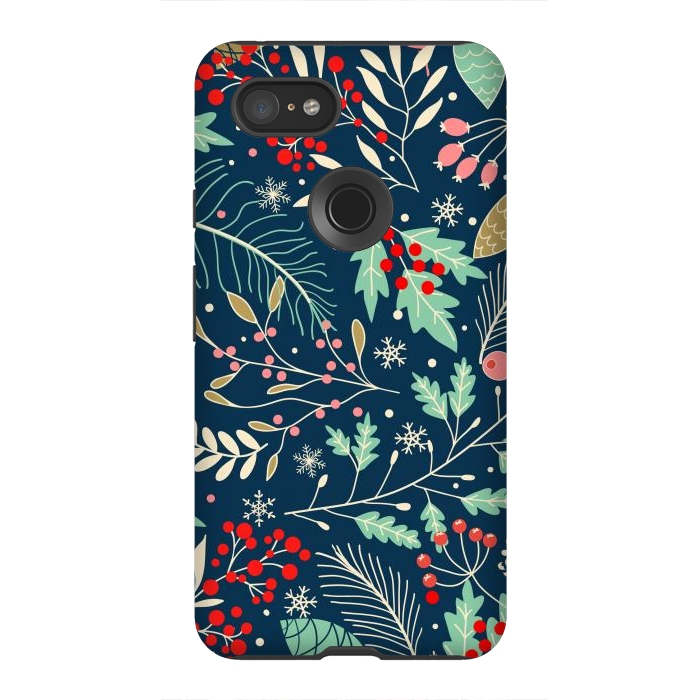 Pixel 3XL StrongFit Christmas Floral Design III by ArtsCase