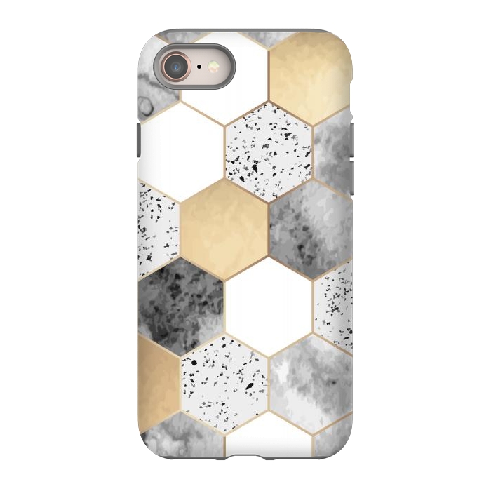 iPhone SE StrongFit Grey Marble and Watercolour Polygons by ArtsCase